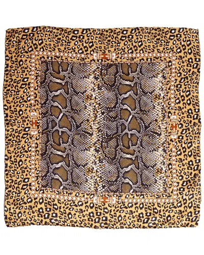 Blue Pacific Safari Silk Square Neckerchief In Brown