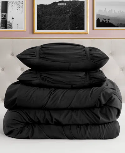 Juicy Couture Ribbon Ruched 3-pc. Comforter Set, King In Black