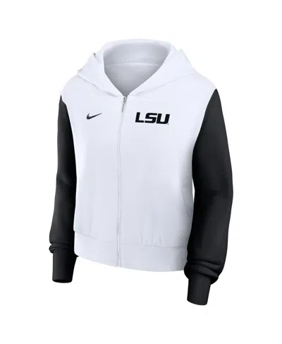 Nike White Michigan State Spartans Cropped Beyond Capability Color-block Script Full-zip Hoodie In White