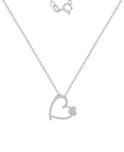 Macy's Cubic Zirconia Double Heart Pendant Necklace In Sterling Silver, 18" (also Available In 14k Gold And In Silver