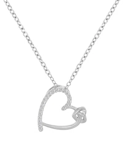 Macy's Cubic Zirconia Double Heart Pendant Necklace In Sterling Silver, 18" (also Available In 14k Gold And In Silver