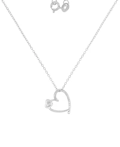 Macy's Cubic Zirconia Double Heart Pendant Necklace In Sterling Silver, 18" (also Available In 14k Gold And In Silver