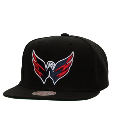 Mitchell & Ness Men's Black Washington Capitals Core Top Spot Snapback Hat In Black