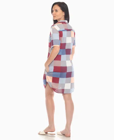 White Mark Womens Short Sleeve Plaid Shirt Dress In Blue