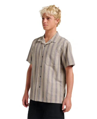 Quiksilver Men's Oxford Stripe Casual Short Sleeve Shirt In Neutral