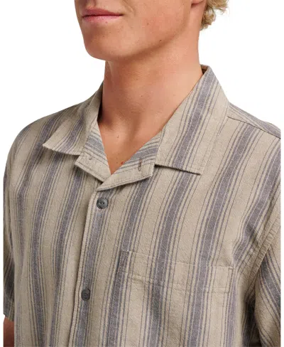 Quiksilver Men's Oxford Stripe Casual Short Sleeve Shirt In Neutral