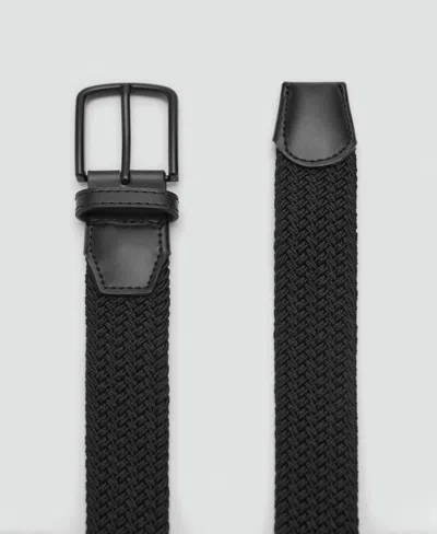 Mango Men's Braided Elastic Belt In Black