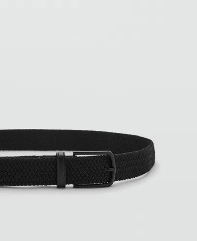 Mango Men's Braided Elastic Belt In Black