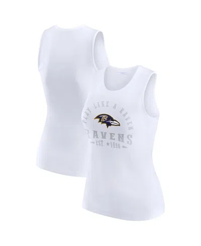 Wear By Erin Andrews White Baltimore Ravens Ribbed Graphic Tank Top In White
