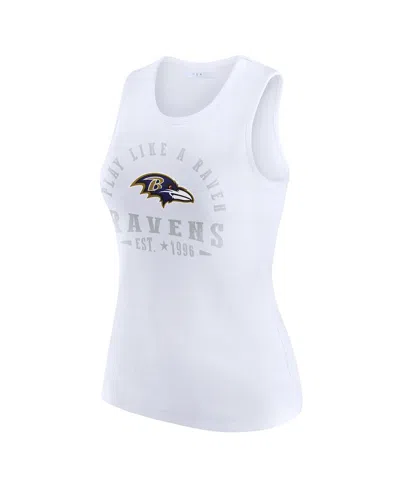 Wear By Erin Andrews White Baltimore Ravens Ribbed Graphic Tank Top In White