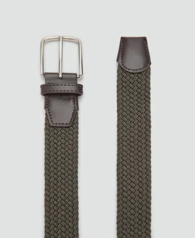 Mango Men's Braided Elastic Belt In Brown