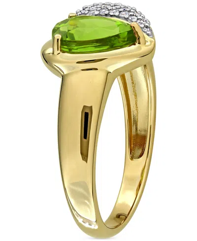 Macy's Peridot (1-5/8 Ct. T.w.) & Diamond (1/6ct T.w.) Heart Ring In 10k Yellow Gold In Gold