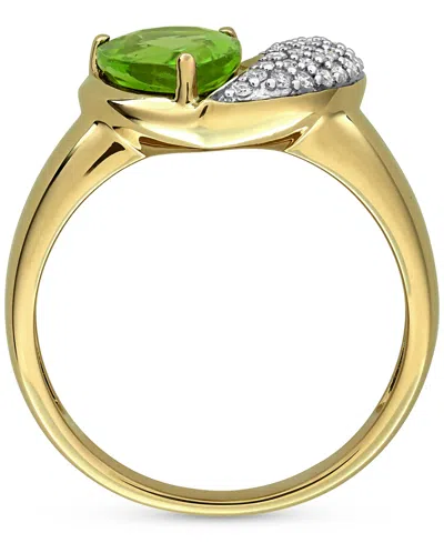 Macy's Peridot (1-5/8 Ct. T.w.) & Diamond (1/6ct T.w.) Heart Ring In 10k Yellow Gold In Gold