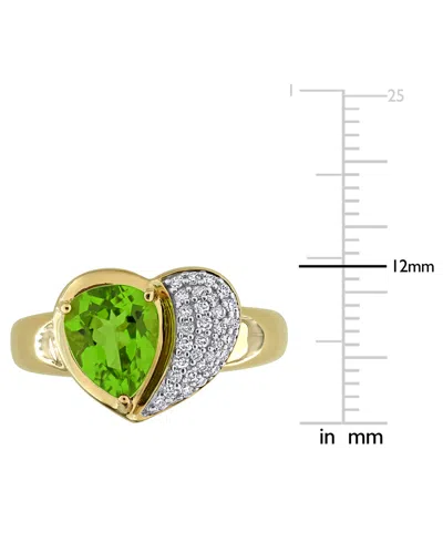 Macy's Peridot (1-5/8 Ct. T.w.) & Diamond (1/6ct T.w.) Heart Ring In 10k Yellow Gold In Gold