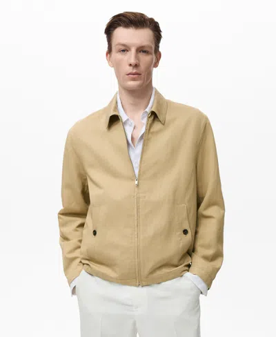 Mango Men's Zipper Linen Jacket In Neutral