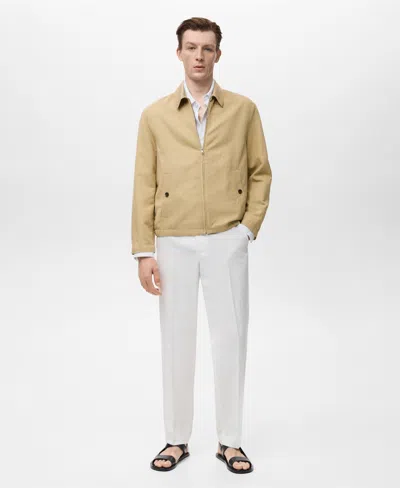 Mango Men's Zipper Linen Jacket In Neutral