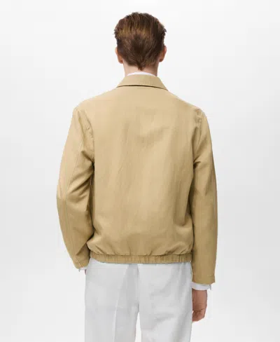 Mango Men's Zipper Linen Jacket In Neutral