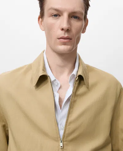 Mango Men's Zipper Linen Jacket In Neutral