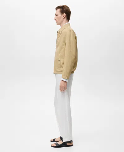 Mango Men's Zipper Linen Jacket In Neutral