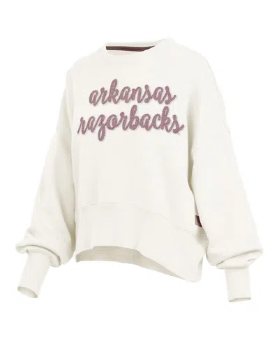 Pressbox Cream Arkansas Razorbacks Chelsea Oversized Pullover Sweatshirt In White
