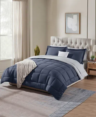 Nestl Luxury Soft Reversible 7-pc. Comforter Set, King In Blue