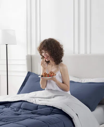 Nestl Luxury Soft Reversible 7-pc. Comforter Set, King In Blue