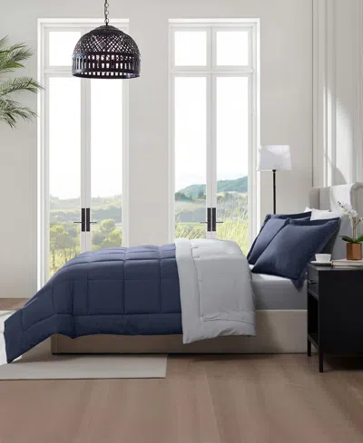 Nestl Luxury Soft Reversible 7-pc. Comforter Set, King In Blue