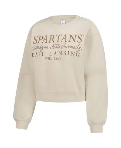 Zoozatz Women's Sand Wisconsin Badgers Cropped Crewneck Sweatshirt In Neutral