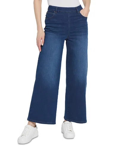 Lyssé Sylvie Pull On Wide Leg Jeans In Indigo In Blue