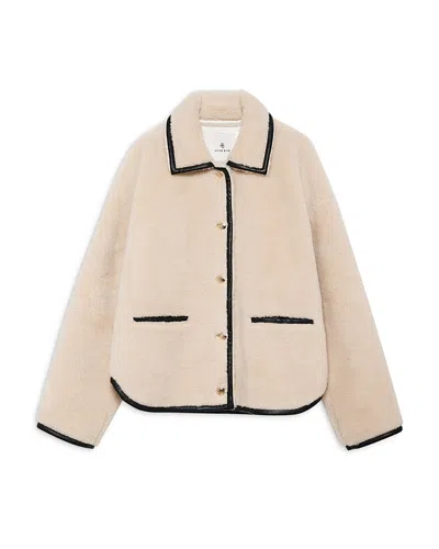Anine Bing Piped Camden Teddy Jacket In White