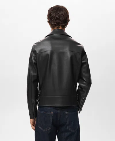 Mango Men's Leather-effect Biker Jacket In Black