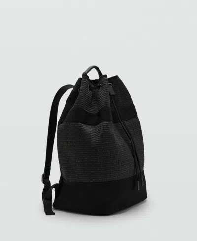 Mango Men's Lace-up Sack Backpack In Black