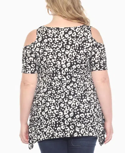 White Mark Women's Cold Shoulder Leopard Print Short Sleeve Top In Multi
