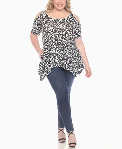 White Mark Women's Cold Shoulder Leopard Print Short Sleeve Top In Multi