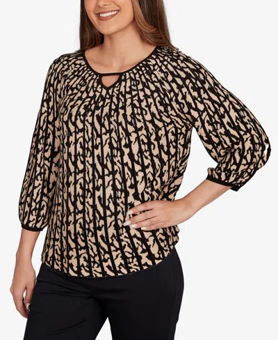 Ruby Rd. Petite Gored Texture Animal Print Sweater In Multi
