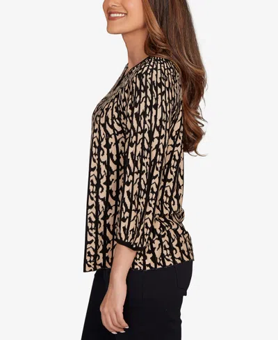 Ruby Rd. Petite Gored Texture Animal Print Sweater In Multi
