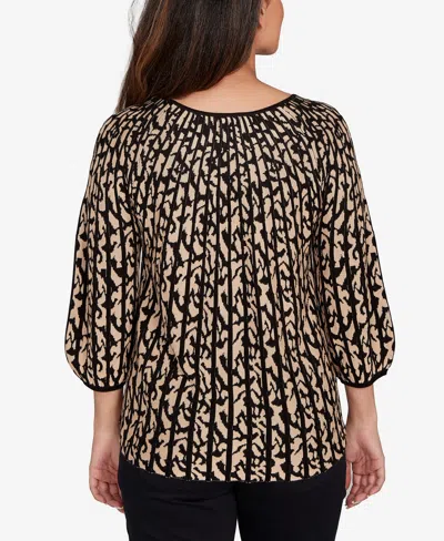 Ruby Rd. Petite Gored Texture Animal Print Sweater In Multi