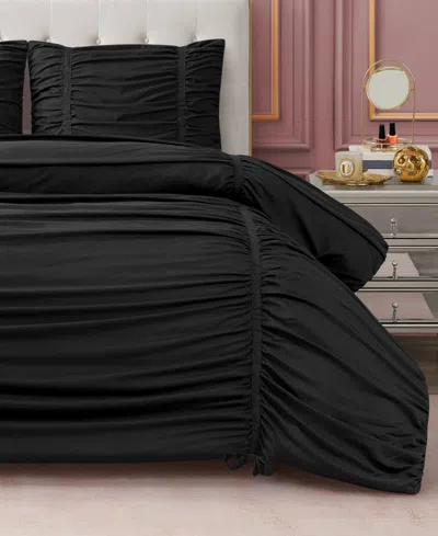 Juicy Couture Ribbon Ruched 3-pc. Comforter Set, King In Black