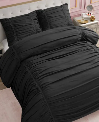 Juicy Couture Ribbon Ruched 3-pc. Comforter Set, King In Black