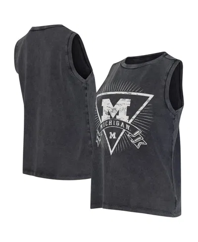 Concepts Sport Women's Charcoal Michigan Wolverines Distressed Market French Terry Tank Top In Gray
