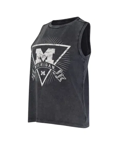 Concepts Sport Women's Charcoal Michigan Wolverines Distressed Market French Terry Tank Top In Gray