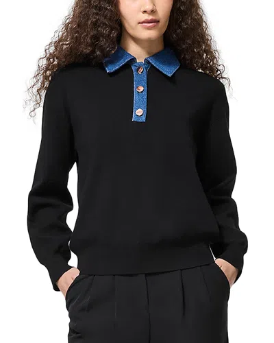 French Connection Contrast Collar Sweater In Black