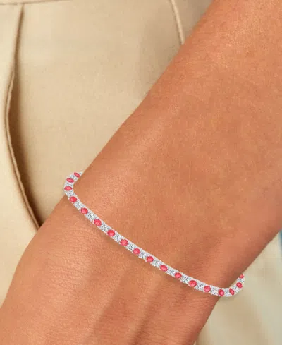 Macy's Round-cut Cubic Zirconia Bracelet In Sterling Silver In Multi