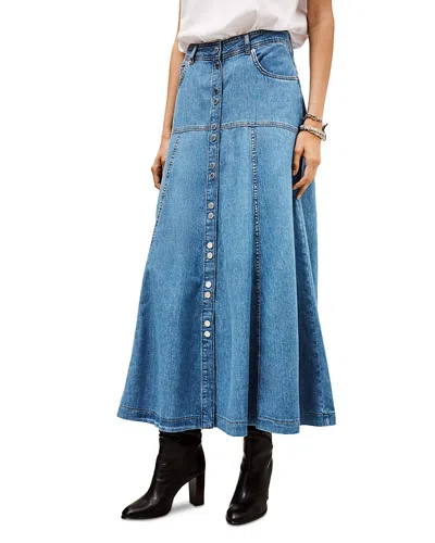 Ba&sh Laddie Button-front Denim Midi Skirt In Blue
