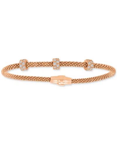 Macy's Rondelle Cubic Zirconia Mesh Bracelet In Sterling Silver, 14k Gold Over Sterling Silver Or 14k Gold  In Gold