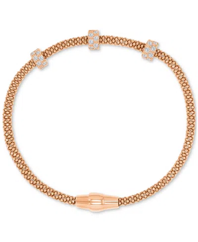Macy's Rondelle Cubic Zirconia Mesh Bracelet In Sterling Silver, 14k Gold Over Sterling Silver Or 14k Gold  In Gold