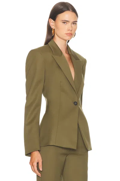 Attico Tailored Gabardine Jacket With Unique Tie Detail In Green