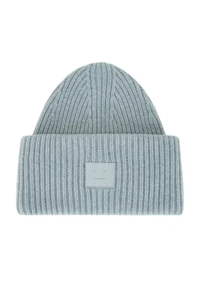 Acne Studios Ribbed Knit Pansy Beanie In Blue In Blue