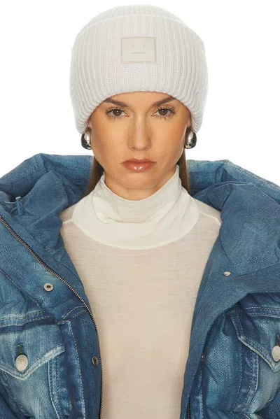 Acne Studios Large Logo Beanie Folded Cuff In Gray