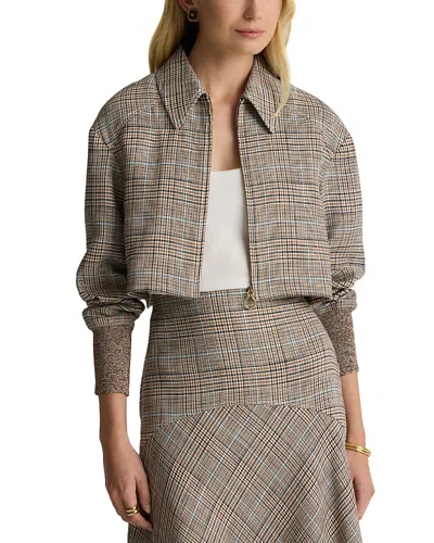 St John Campbell Prince Of Wales Check Zip-front Jacket In Gray